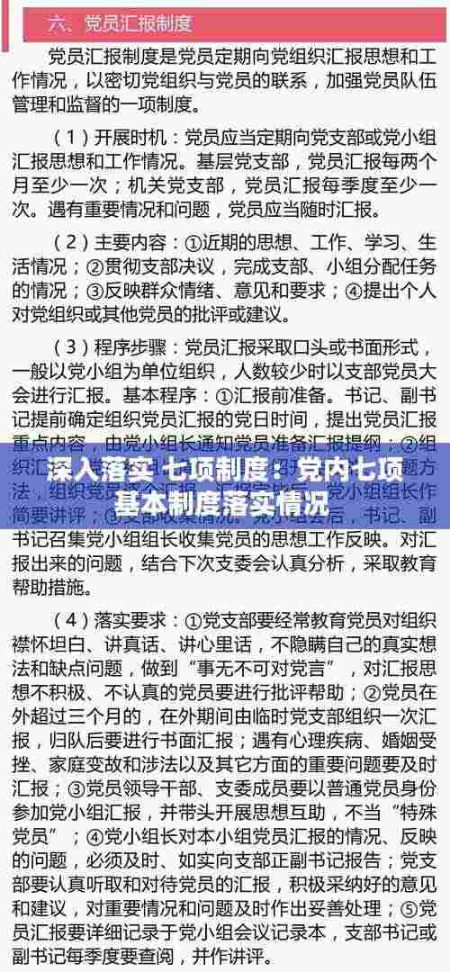 深入落实 七项制度：党内七项基本制度落实情况 