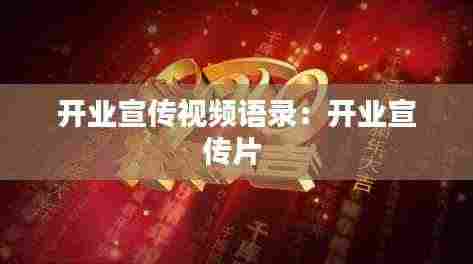 开业宣传视频语录：开业宣传片 