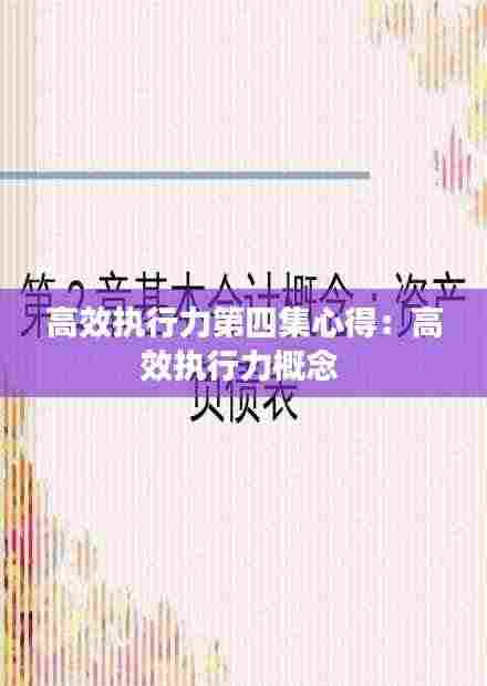 高效执行力第四集心得：高效执行力概念 