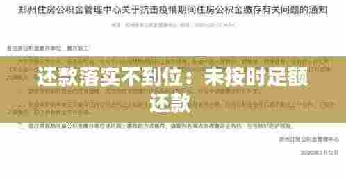还款落实不到位：未按时足额还款 