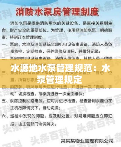 水源地水泵管理规范：水泵管理规定 