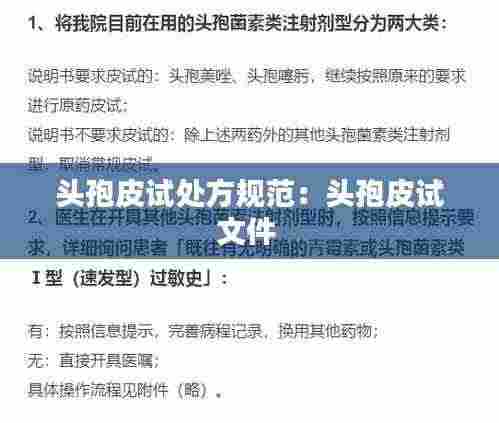 头孢皮试处方规范：头孢皮试文件 