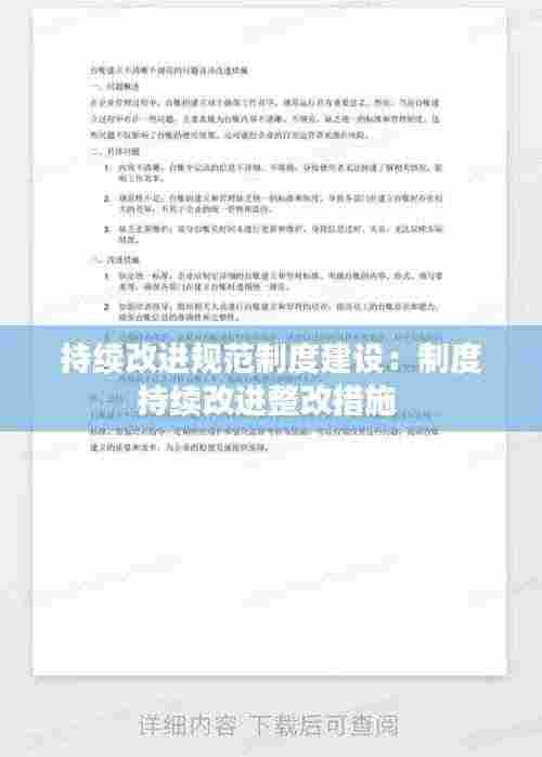 持续改进规范制度建设：制度持续改进整改措施 