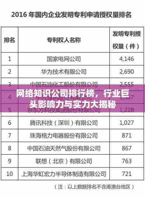 网络知识公司排行榜，行业巨头影响力与实力大揭秘