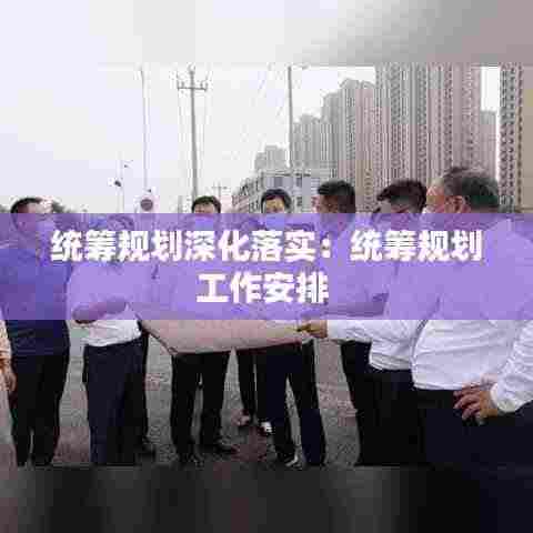 统筹规划深化落实：统筹规划工作安排 