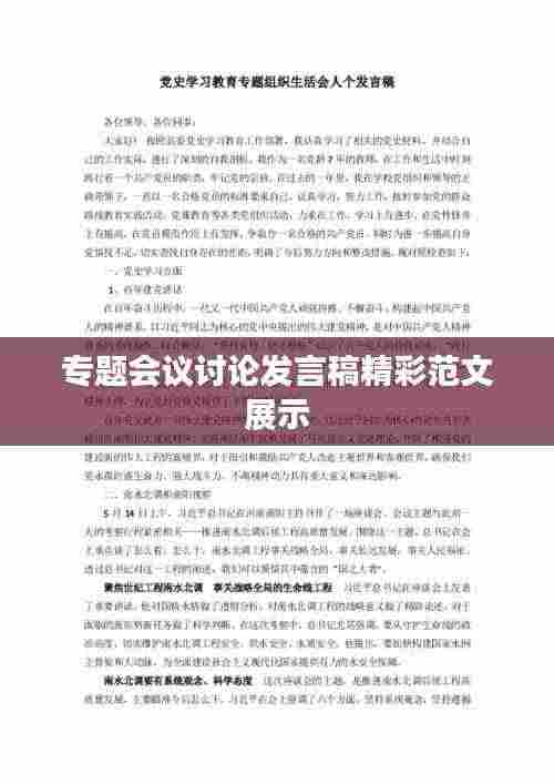 专题会议讨论发言稿精彩范文展示