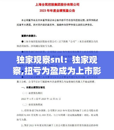 独家观察snl：独家观察,扭亏为盈成为上市影企2023年财务预告关键词 