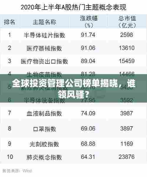 全球投资管理公司榜单揭晓，谁领风骚？