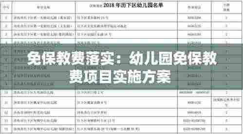 免保教费落实：幼儿园免保教费项目实施方案 