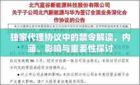 独家代理协议中的禁令解读，内涵、影响与重要性探讨