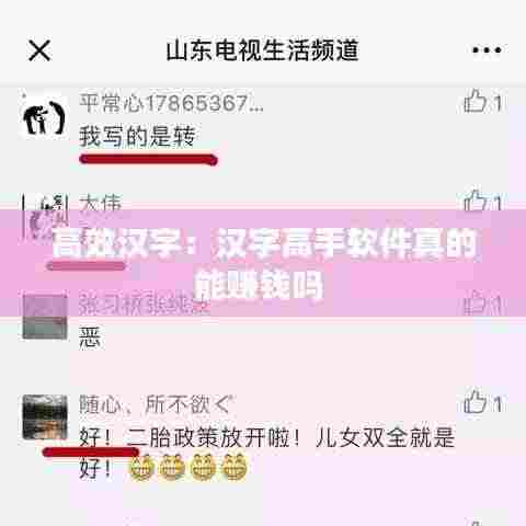 高效汉字：汉字高手软件真的能赚钱吗 
