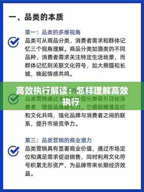 高效执行解读：怎样理解高效执行 