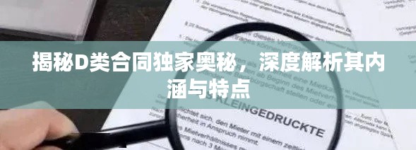 揭秘D类合同独家奥秘，深度解析其内涵与特点