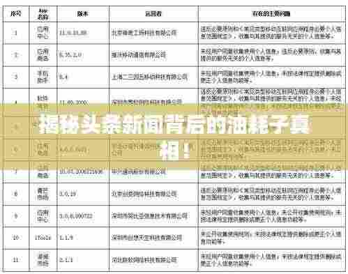 揭秘头条新闻背后的油耗子真相！