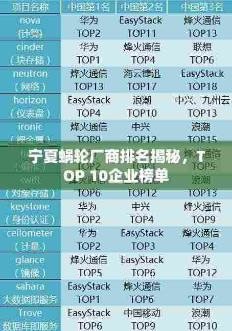 宁夏蜗轮厂商排名揭秘，TOP 10企业榜单
