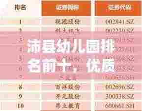 沛县幼儿园排名前十，优质教育资源闪耀明珠榜