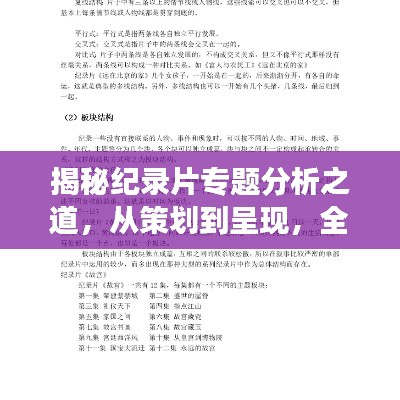 揭秘纪录片专题分析之道，从策划到呈现，全方位解读！