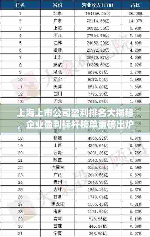 上海上市公司盈利排名大揭秘，企业盈利标杆榜单重磅出炉！