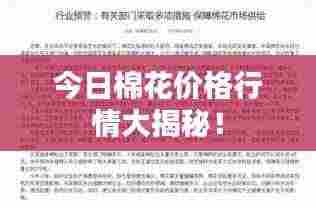 今日棉花价格行情大揭秘！