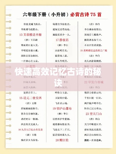 快速高效记忆古诗的秘诀