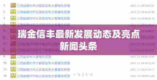 瑞金信丰最新发展动态及亮点新闻头条