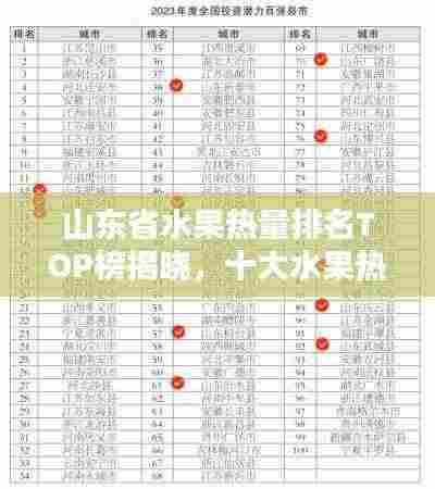 山东省水果热量排名TOP榜揭晓，十大水果热量榜单揭秘！