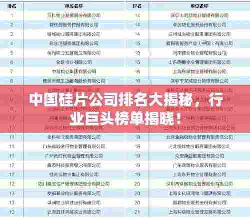 中国硅片公司排名大揭秘，行业巨头榜单揭晓！