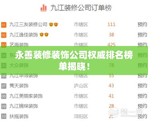永善装修装饰公司权威排名榜单揭晓！