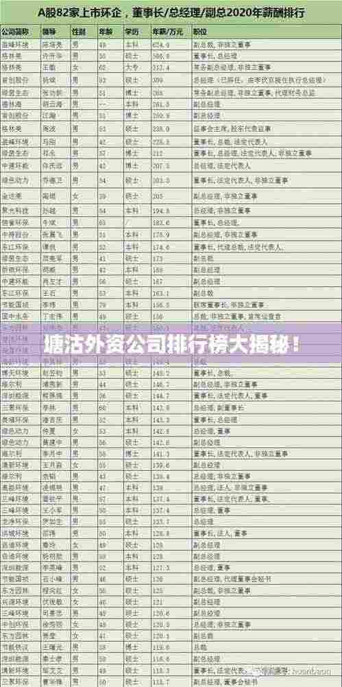 塘沽外资公司排行榜大揭秘！