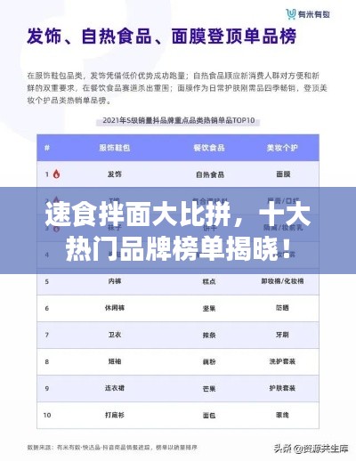 速食拌面大比拼，十大热门品牌榜单揭晓！