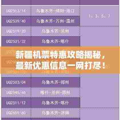 新疆机票特惠攻略揭秘，最新优惠信息一网打尽！