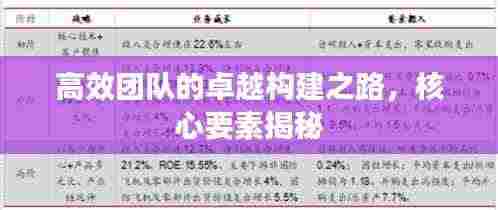 高效团队的卓越构建之路，核心要素揭秘