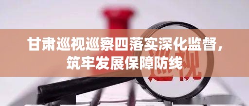 甘肃巡视巡察四落实深化监督，筑牢发展保障防线