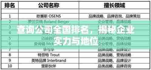 查询公司全国排名，揭秘企业实力与地位