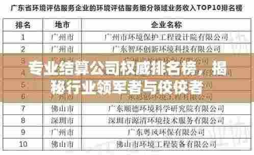 专业结算公司权威排名榜，揭秘行业领军者与佼佼者
