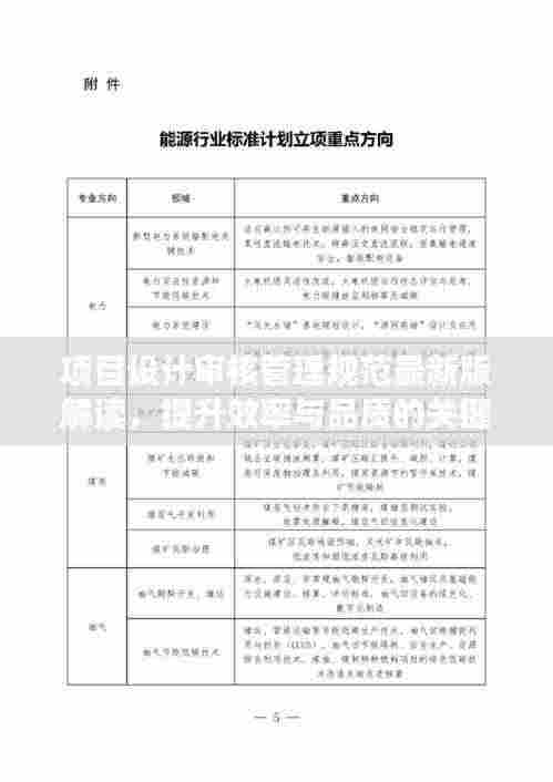 项目设计审核管理规范最新版解读，提升效率与品质的关键指南！