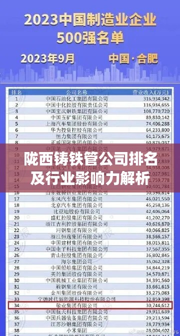 陇西铸铁管公司排名及行业影响力解析