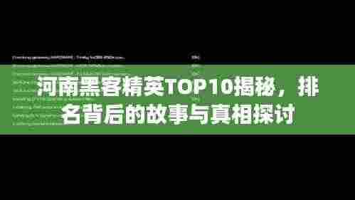 河南黑客精英TOP10揭秘，排名背后的故事与真相探讨