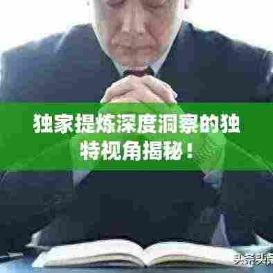 独家提炼深度洞察的独特视角揭秘！
