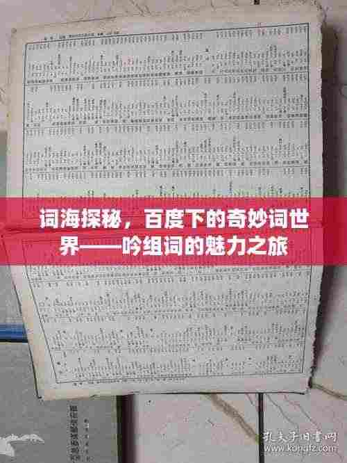 词海探秘，百度下的奇妙词世界——吟组词的魅力之旅